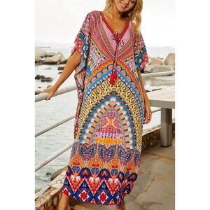 Women’s One Size Caftan Kimono Bohemian Beach Bikini Cover Up Dress